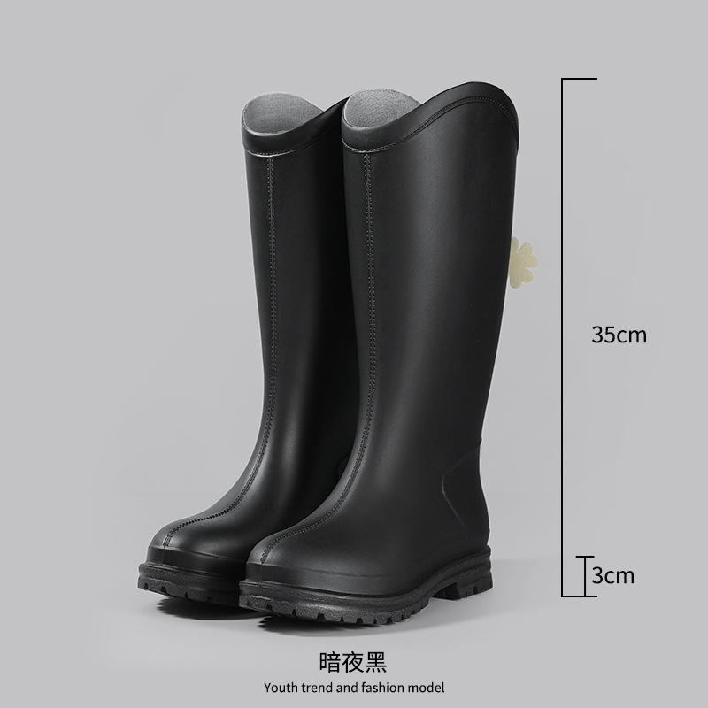 

Женская модная новая водонепроницаемая обувь, взрослая нескользящая теплая высокая обувь для дождя, кавалерийская рапсодия, водные ботинки 36 чёрный