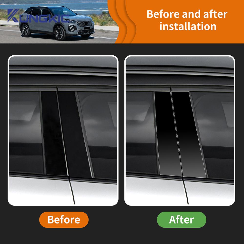 Interieur B-Stijl Sticker voor Peugeot 2008 2020-2025 - Glanzend Zwart of Koolstofvezel