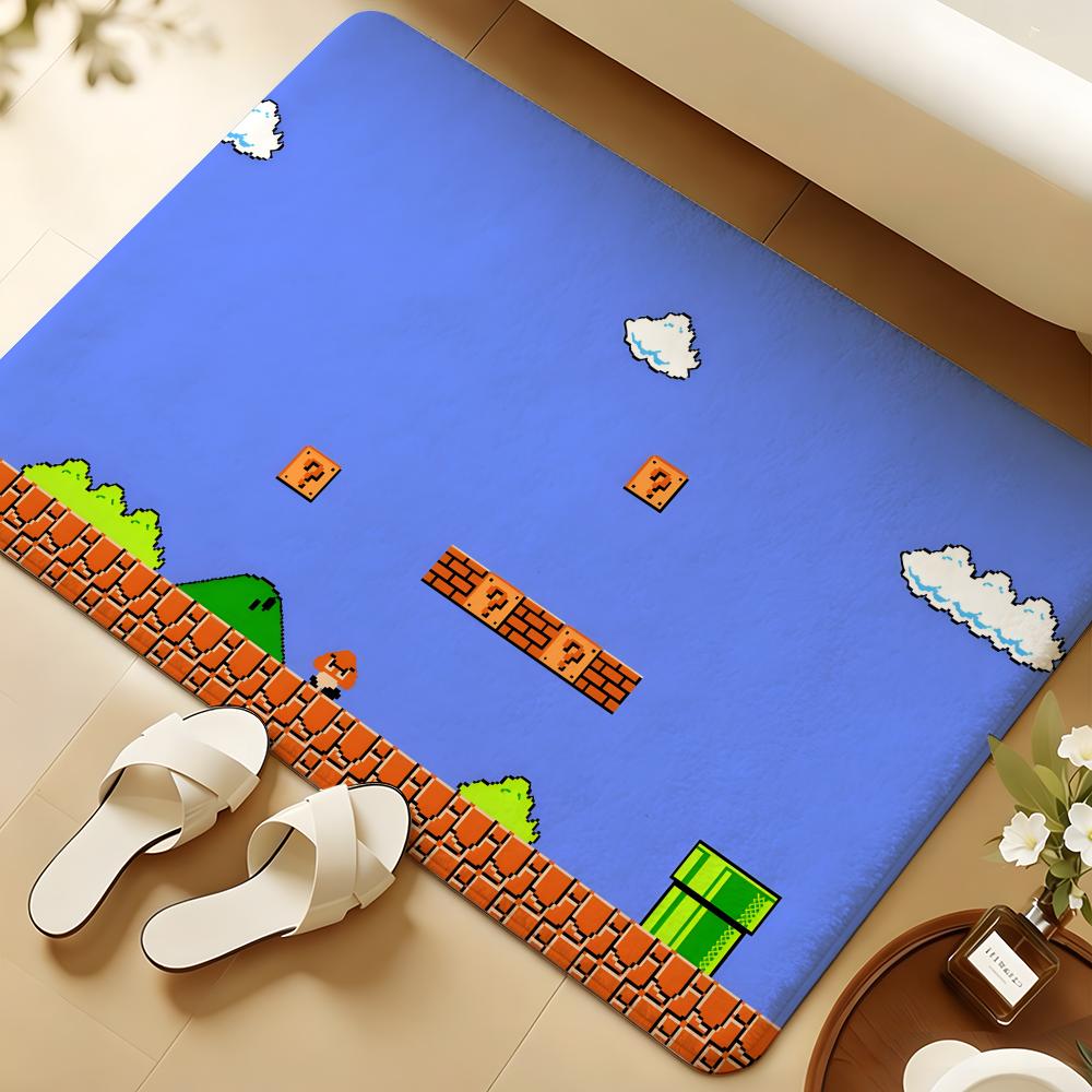 Anime Pixel Image Floor Mat Soft Flannel Rug Non-Slip Absorbent Mat For Bathroom Bedroom Home Decor