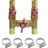 4-way Automobile Heating Water Valve, Solid Brass Body 3/4" OD Barb | Automobile Integrated 4-Way Heating Water Manual Control Valve, with 4 Clamps
