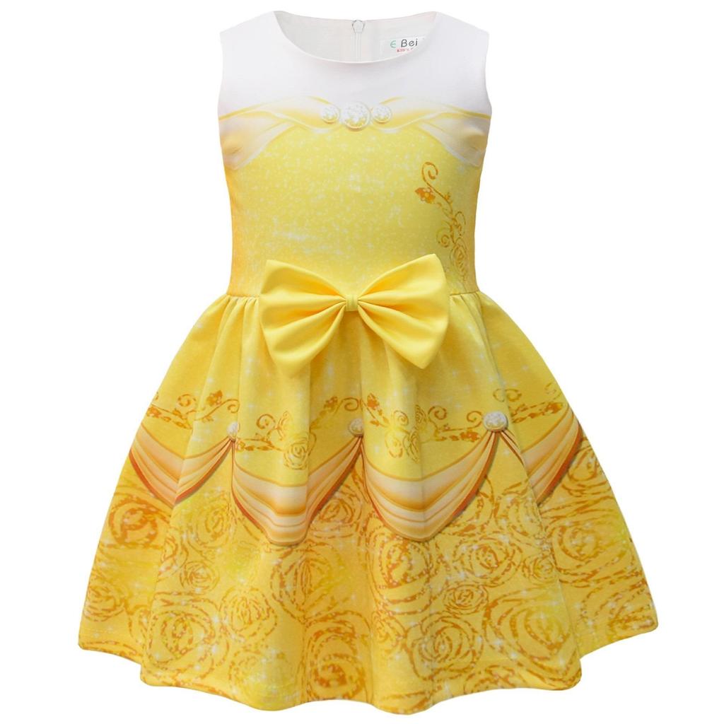 European And American Christmas Halloween Cute Princess Dress Bow 3D Digital Printing Girls Dress