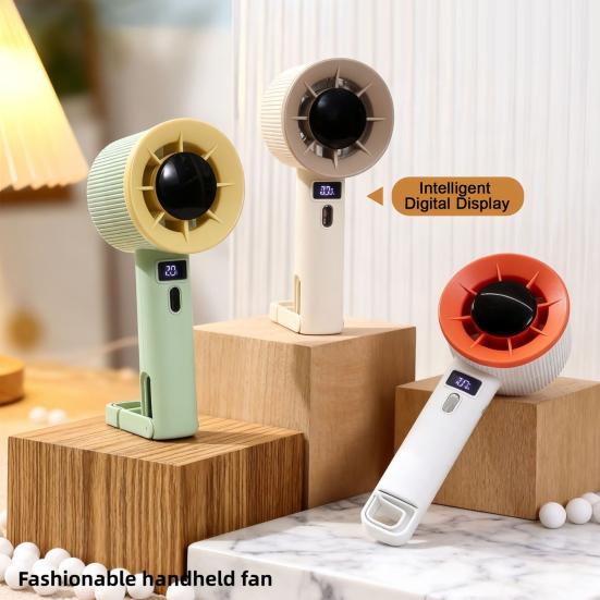 Handheld Fan, with Portable Hook Powerful Fan, Intelligent Digital Display And Speed Adjustment Design, Fan for Travel And Desktop