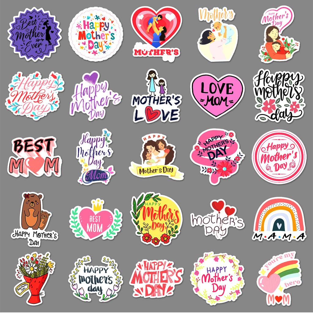50 Mother's Day Graffiti Stickers Personalized Cartoon Holiday Creative Decoration Water Cup Skateboard Suitcase Stickers