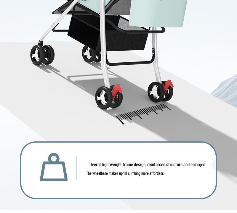 Leichter faltbarer Kinderwagen: Verstellbar, Sit-up, Vierräder, Ein-Knopf-Faltung