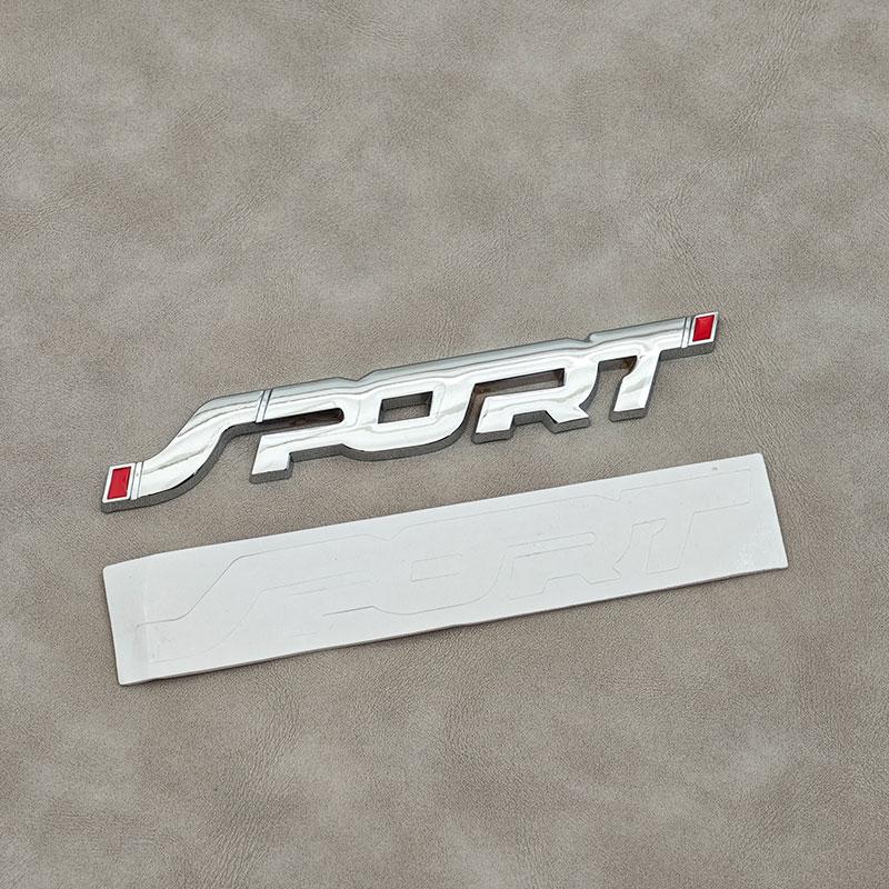 ABAS1 1PC Metal Chrome Black Letters Sport Logo Car Rear Trunk Sticker Word Emblem Badge Decal Car Styling Accessories