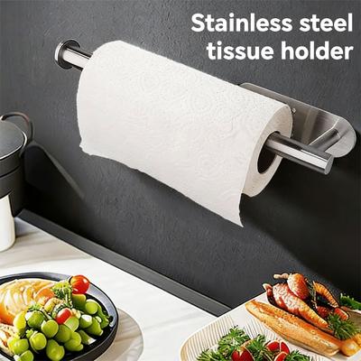 Suporte para papel higiênico sem perfuração, dispensador de rolo de papel higiênico, cabide para toalhas de papel, armazenamento de guardanapos de aço inoxidável, acessórios de cozinha