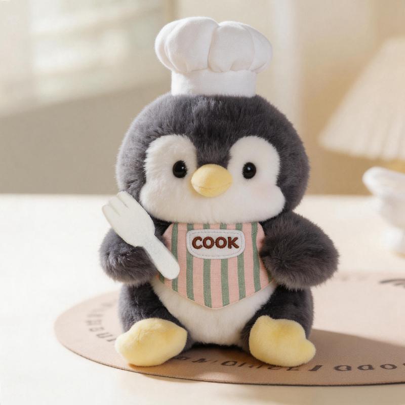 Chef Series Cute Animal Plush Toys Soft Fluffy Cat Chick Penguin Panda Cook Elephant Stuffed Animals Adorable Kitchen Home Decor