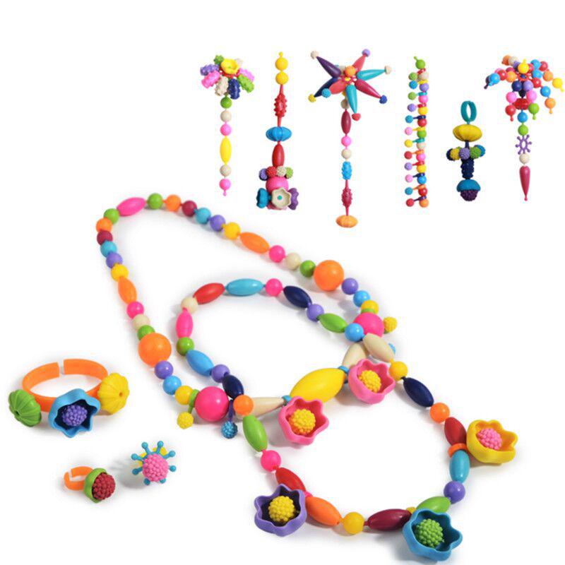 Children's Pop Bead DIY Jewelry Set for Bracelets, Necklaces, Rings, and Headbands
