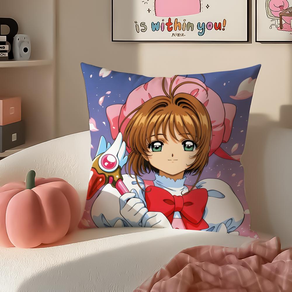 Magical Cute Japanese Anime CCardcaptor Sakura Cushion Cover Pillowcase Short Plush Invisible zipper Room Sofa Cushion Cover