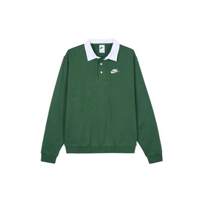 Club Fleece Colorblock Long Sleeve Polo Men Tops Spruce-Green DX0538-323