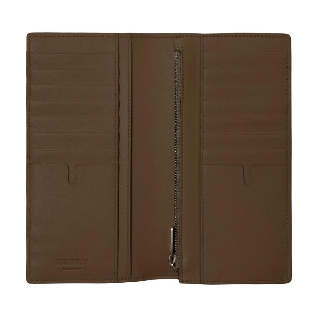 Burberry Check Double Fold Design PU Wallet Unisex Wallet Beige 80919211