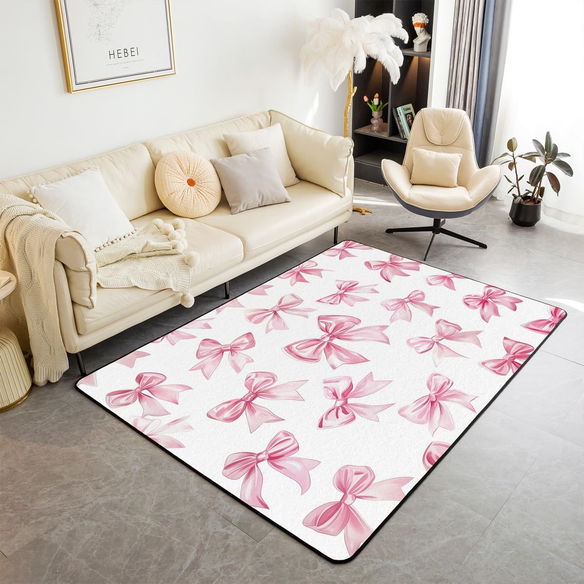 

Erosebridal Blue Bowknot Carpet for Living Room,Girls Bow Area Rug 3x5 for Bedroom,Kawaii Bow Tie Indoor Floor Mat,Princess Style Blue White 160cm x 200cm