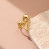 Golden Plated Abstract Cutout Heart Open Adjustable Ring for Women Modern Statement Jewelry Gift