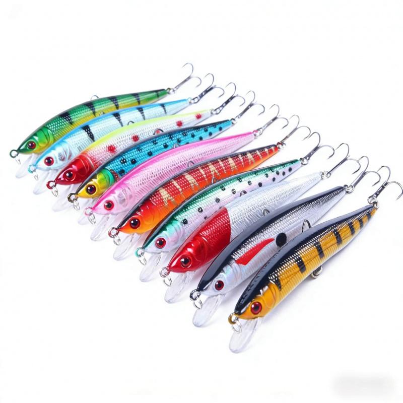 10New color model6Hook number10cm 8.4gBionic Minnow Lure10pcsArtificial bait lures are suitable for both freshwater and sea fish