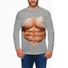 Spring and Autumn Round Neck Simulated Muscle Pattern 3D Printed Top Fashionable Casual Long Sleeved Men's T-shirts