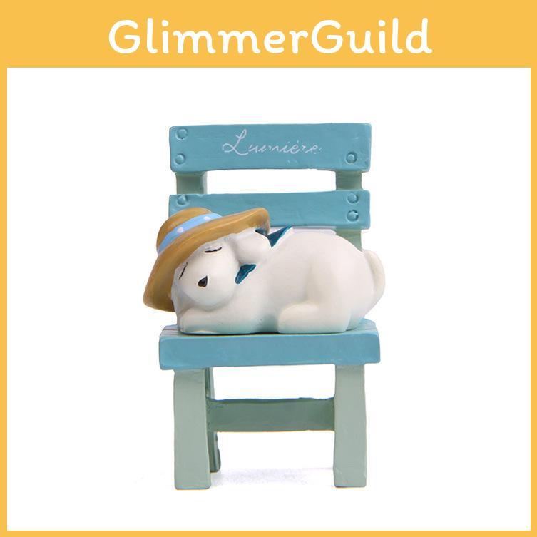 Resin Ornament Dog Lies On The Stool For Home Decor And Promotional Gift Applications
