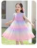 Irregular Gradient Mesh Princess Skirt: Sweet Summer Children's Little Flying Sleeve Dress for Girls, Thin Edition