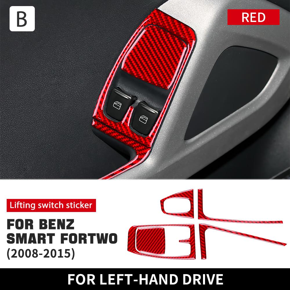 Real Soft Carbon Fiber for Mercedes Benz Smart 451 Fortwo 2008 2009-2014 2015 Car Door Window Lift Switch Button Panel Sticker