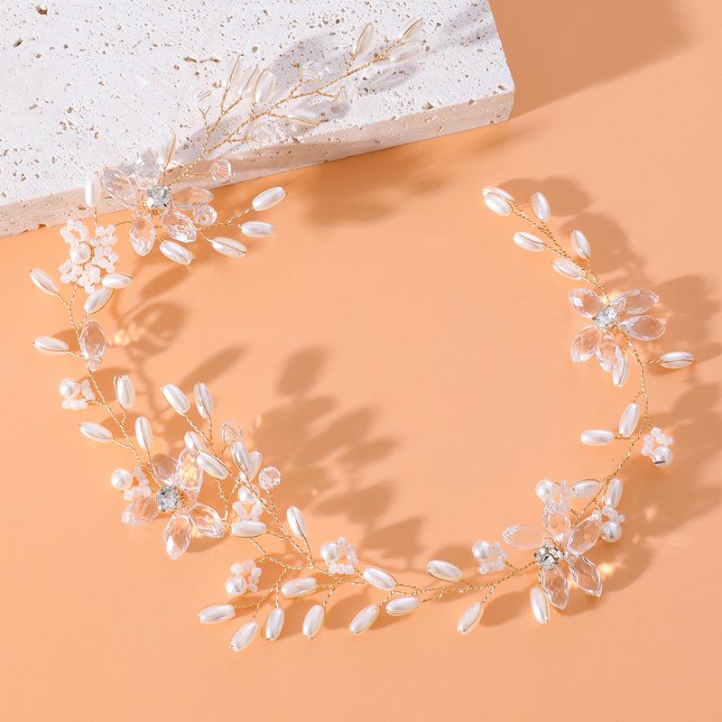 Elegant Pearl & Flower Headband: Handmade Bridal Hair Accessory