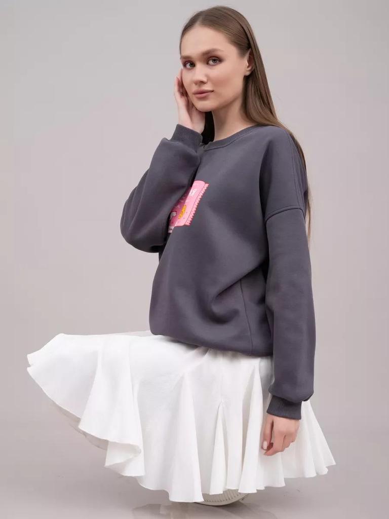 2024 Autumn/Winter Cute & Fun Print Loose Plus Velvet Thick Sweatshirt