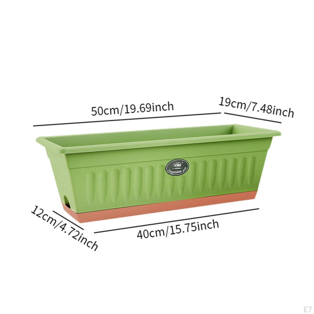 Flower Window Box Vegetable Planter Rectangle 50x19x16cm Windowsill with Drainage Holes for