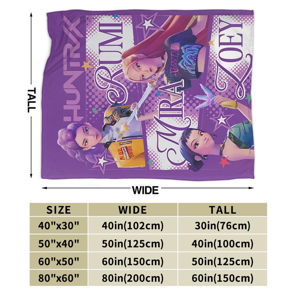 HUNTRIX KPOP Dämonenjäger Anime Flanelldecke Fantastische Überwurfdecke für Zuhause 200x150cm Teppichstück