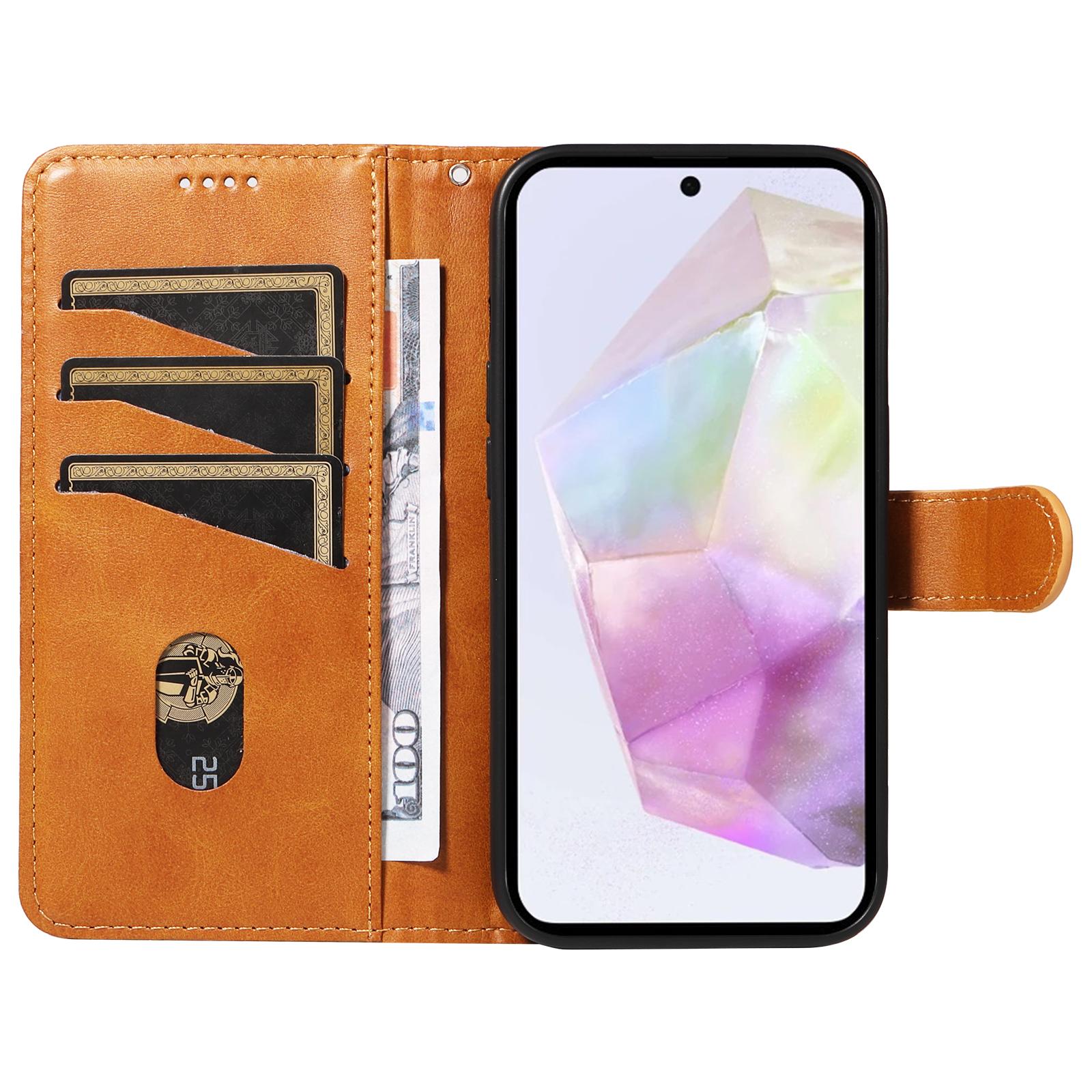 

For Samsung Galaxy A36 5G Wallet Case T-Shape Lines Leather Phone Cover Stand Wine Red