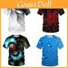 Faszinierendes 3D-gedrucktes Herren-T-Shirt mit einzigartigem Regentropfen-Design O-Ausschnitt Sommer-Tops