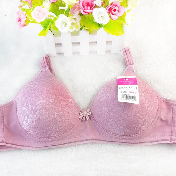 

Soft and comfortable elderly two-button bra soft small cup buckle underwear
