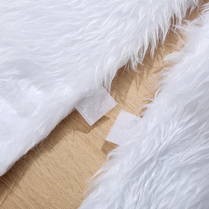 New 150cm White Christmas Tree Skirt Plush Faux Fur Carpet Snowflake Mat Christmas Tree Decoration New Year Home Ornament