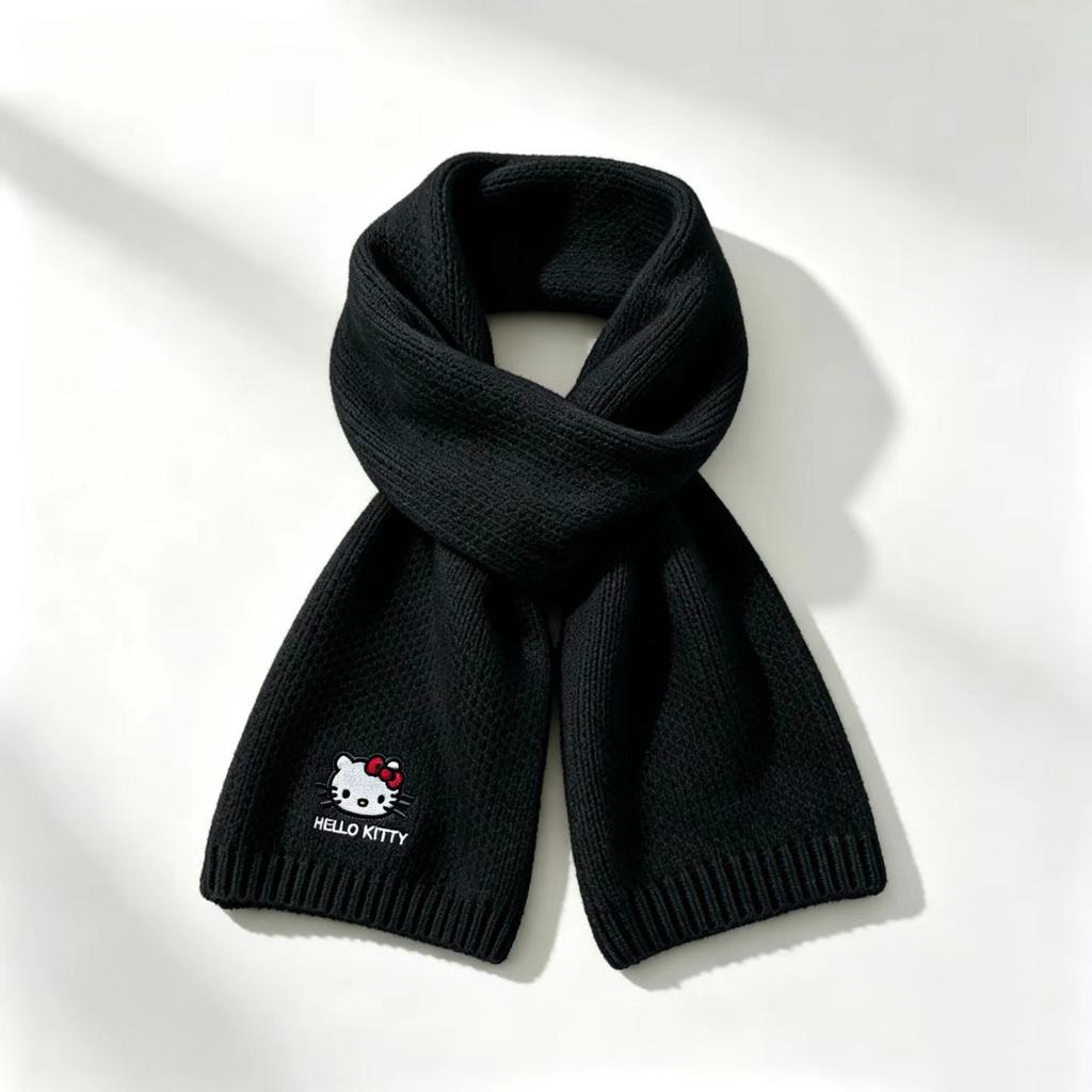 Versatile Cute Puppy Wool Scarf Winter Thickened Warm Day Korean Deer Plush Skin-friendly Knitted Scarf Scarf