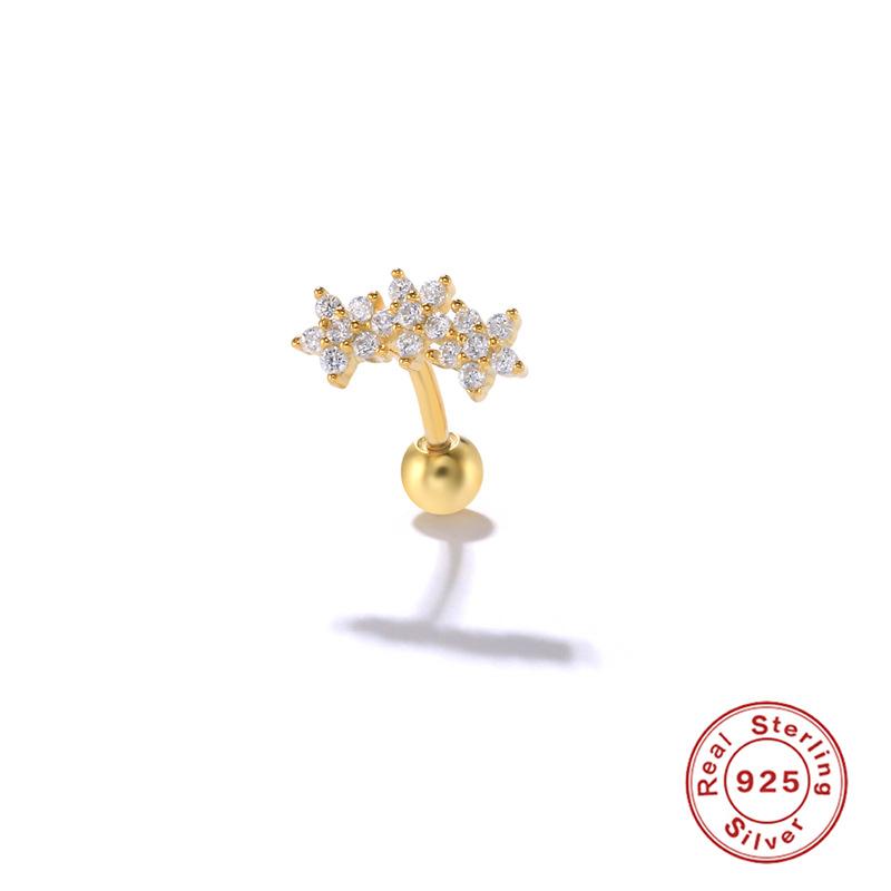 S925 Sterling Silver Curved Hook Rear Hanging Piercing Thread Stud Earrings Piercing Earbone Stud Eyebrow Stud Earring Pinna Cochlear Stud