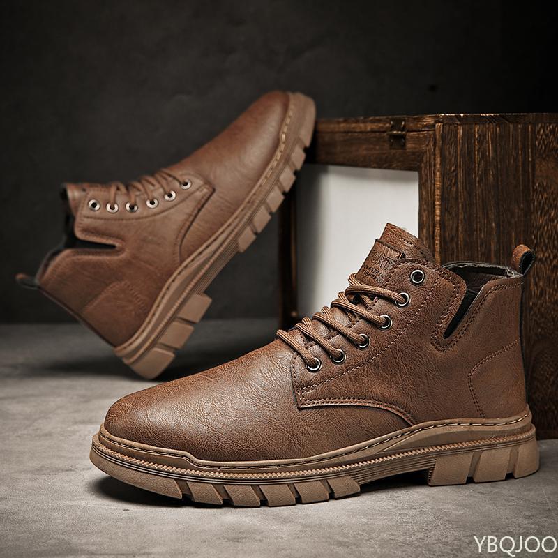 New autumn winter fashionable versatile high top work boots simple comfortable men s shoes casual comfortable men s shoes 39