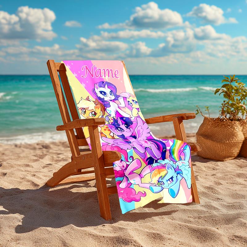 Personalized customized proof beach towel with My Little Pony pattern - soft, absorbent,quick-drying,perfect swimming,camping&bathing