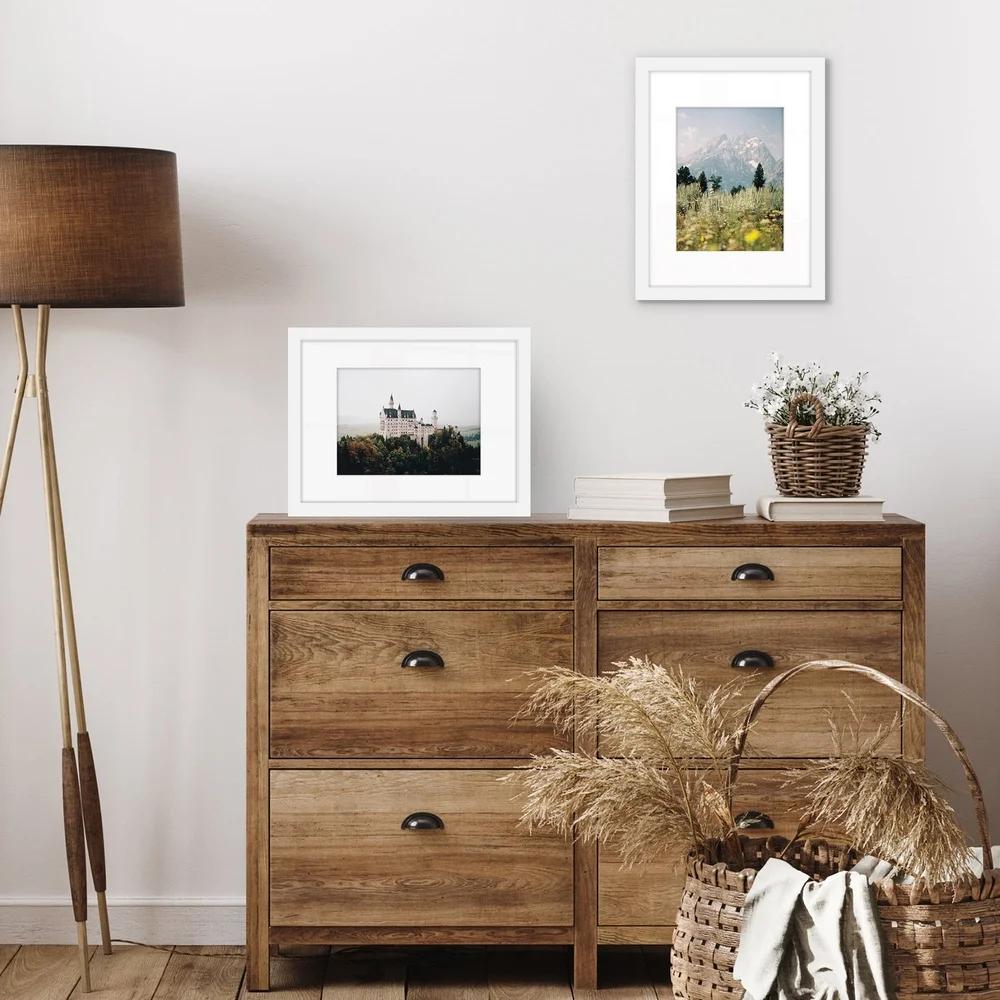 9x12 Picture Frame with 6x8 Mat Solid Backboard Elegant Wall Art Display Vertical Horizontal Use Shatter Resistant Glass