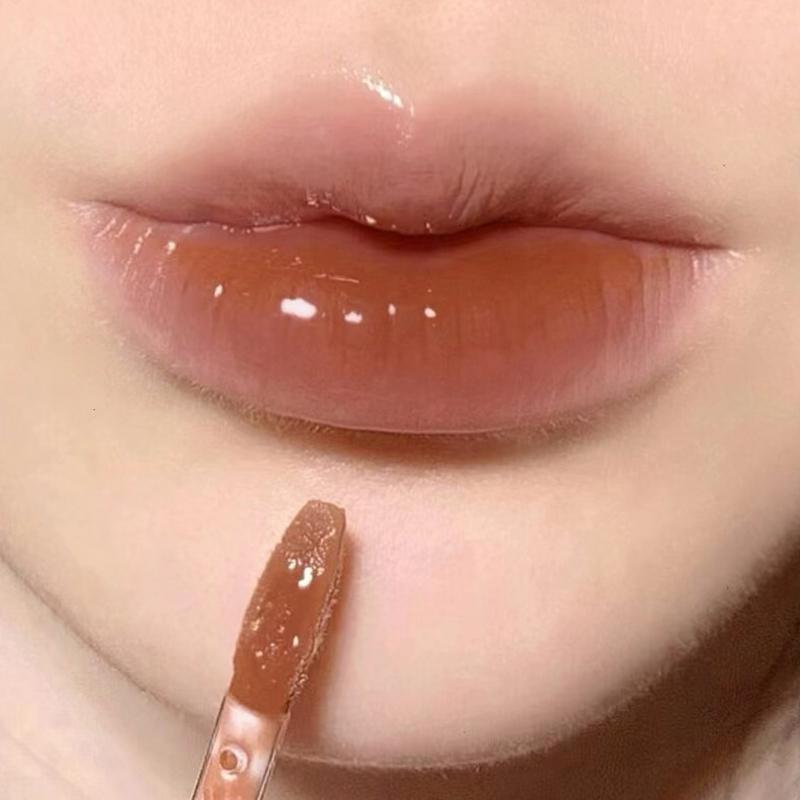 Mirror Water Clear Lip Gloss Moisturizing Juice Glass Tea Brown Red Liquid Lipstick Lasting Non-stick Cup Korean Makeup Cosmetic