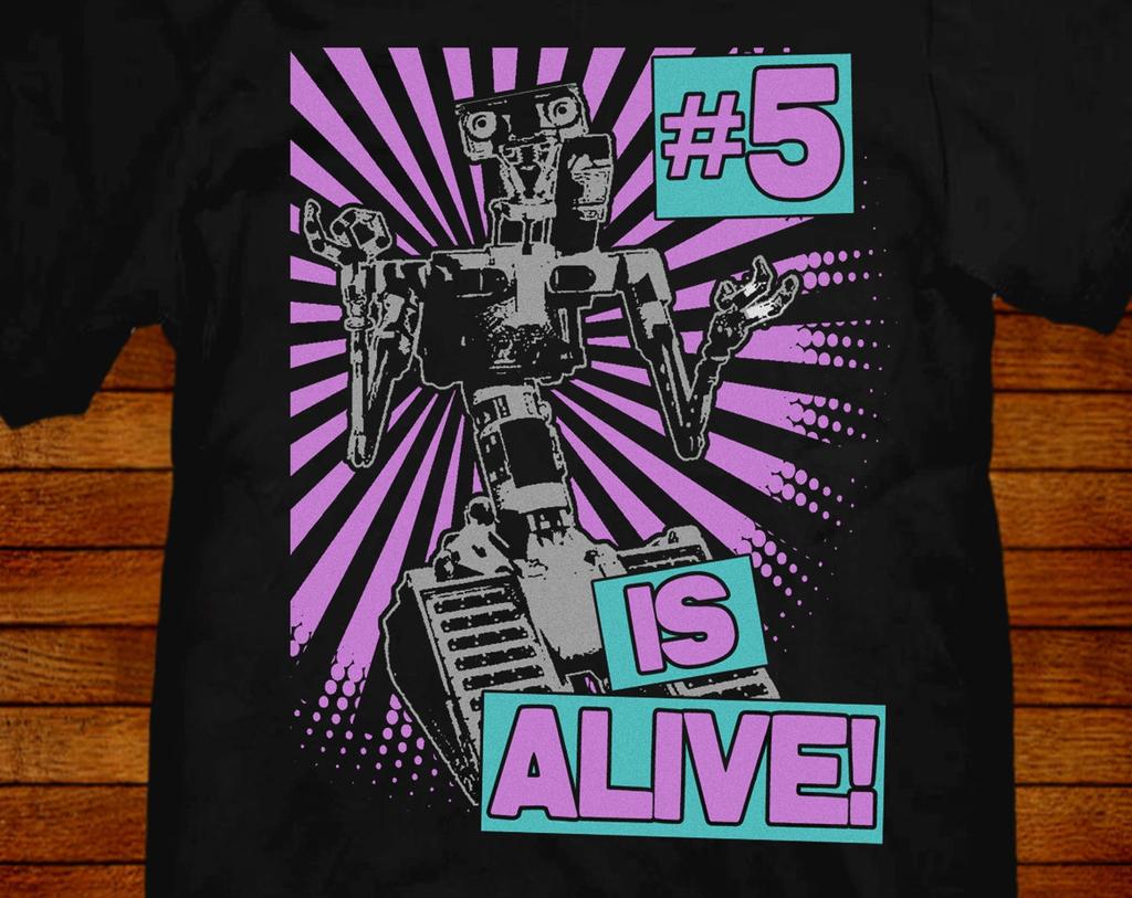 80er Jahre Film T-Shirt: Kurzschluss - Johnny 5 - Retro-Stil