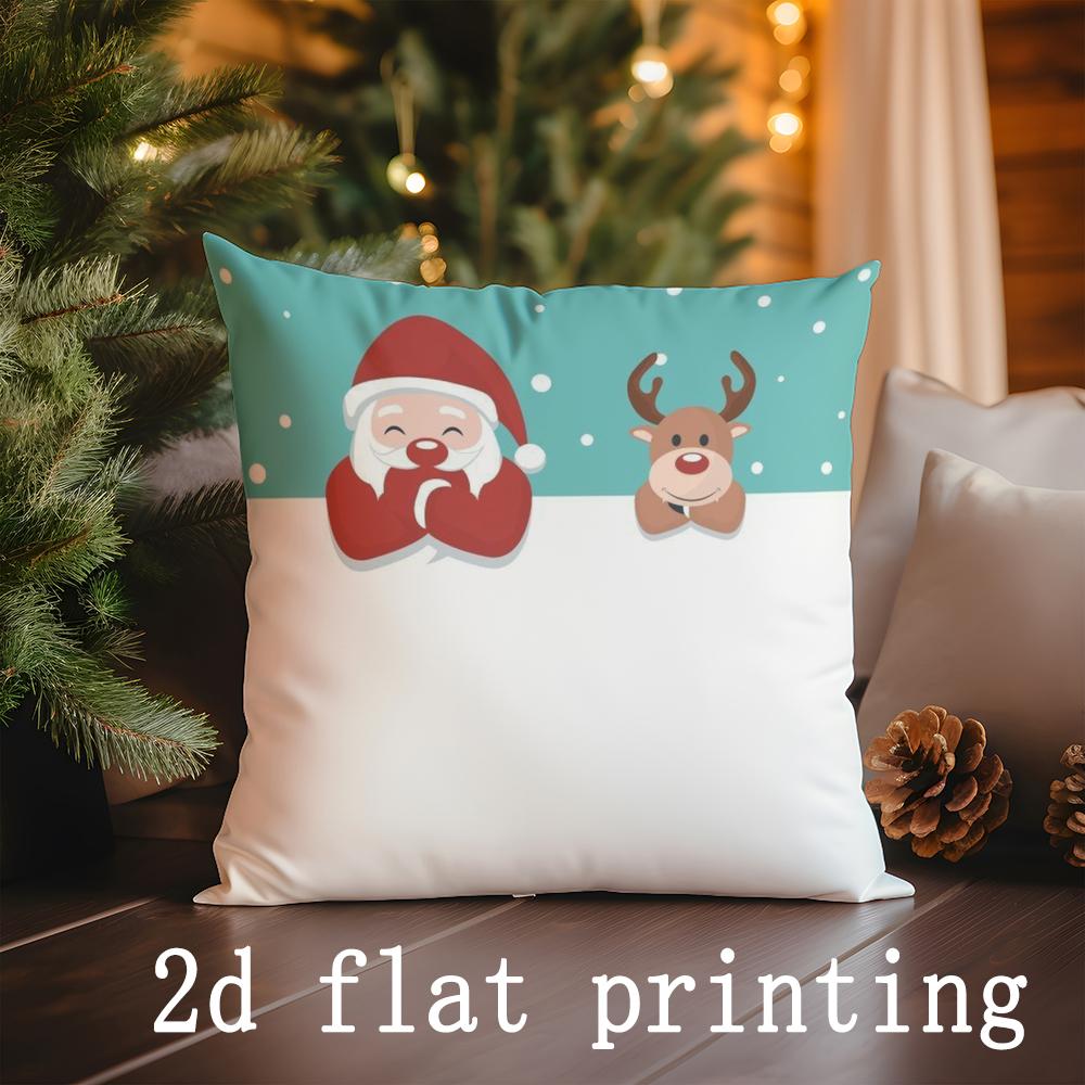 Home Decor Santa &amp; Reindeer Christmas Cushions Suitable For Sofa Bedroom Car Pillow Cover Cushion Rectangular Back Cushion