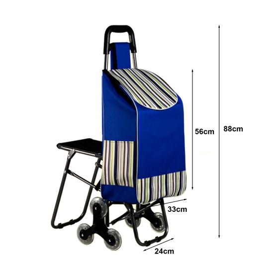Einkaufswagen mit Sitz Doppel-Dreifachrad Ergonomischer Griff Treppensteiger-Trolley Dolly Einkaufswagen Schwerlast-Einkaufshandwagen