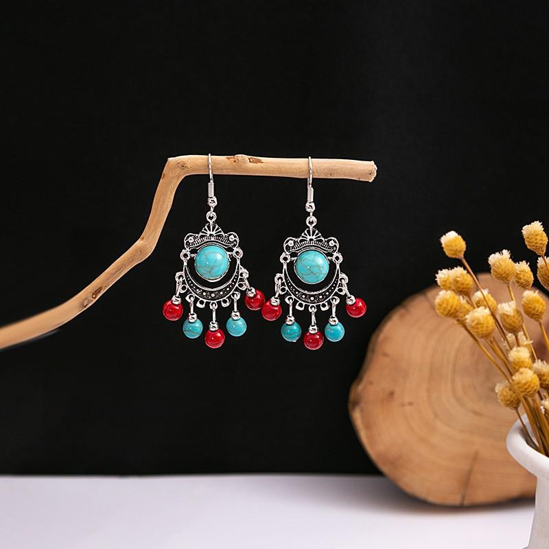 Elegant Bohemian Tassel Stud Earrings - Retro Ethnic Dangle Design