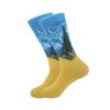 1 pair of European and American trendy socks with personalized street fashion oil painting series socks