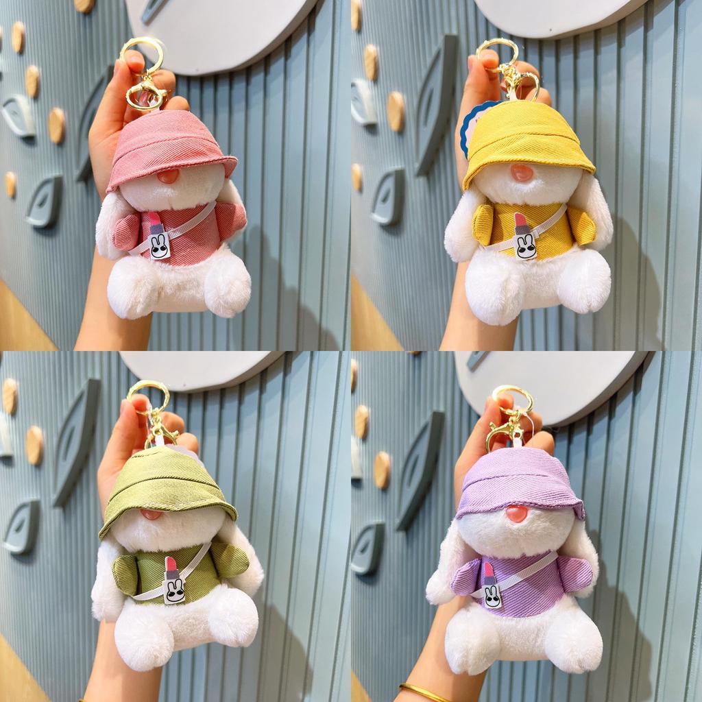 Cute Plush Rabbit Hat Keychain Wholesale Bag Pendant Doll Mini Claw Machine Doll