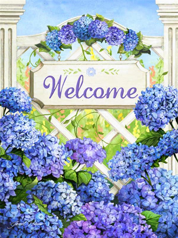 Diamond Mosaic Welcome Text Full Drill Square Diamond Embroidery Flower Needlework Beaded Mosaic Bird 5D DIY Home Decor