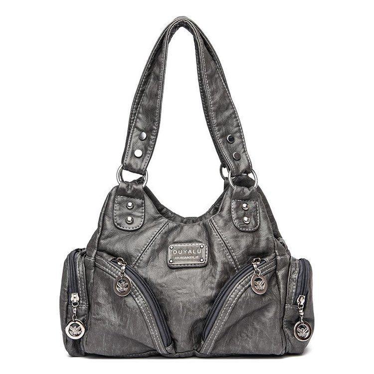 Retro Soft Leather Motorcycle Crossbody Shoulder Bag - 2021 European & American Trendy Women's Bag