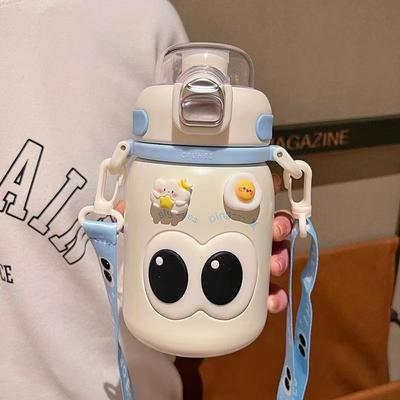 Kawaii Dětská termoska Roztomilá Studentská Mateřská škola Termální Konvice Chlapec Dívka Přenosný Přímý Pitný Izolační Hrnek se Slámkou