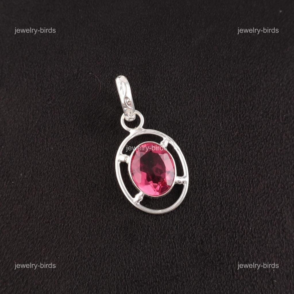 Oval Pink Tourmaline Stone Sterling Silver Elegant Handcrafted Handmade Pendant PP-6-18