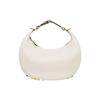 Graphy Silver Metal Letter Logo Zipper Closure Leather Crescent Bag Women Handbags White 8BR799-A5DY-F1HEL