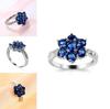 Elegant Blue Flower Shaped Ring For Women With Silver Topaz Detailing In Fashionable Style