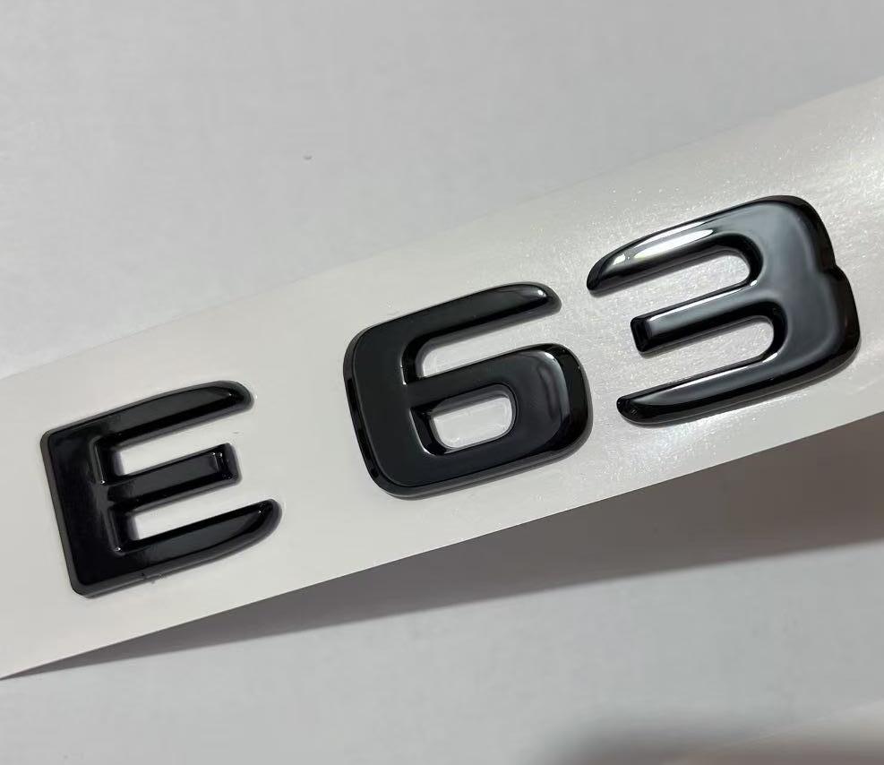 1X 3D ABS Chrome Black E63 C63 S63 flat Emblem Letters Sticker Car Trunk Badge For MB C E S class W212 W213 Accessories
