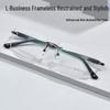BL Alloy Eight-Hole Men's Rimless Beveled Eyeglass Frame, Ultralight & Comfortable, Prescription-Ready D65
